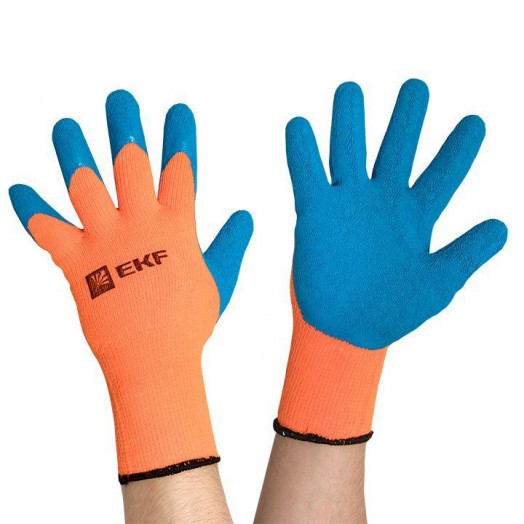 Перчатки рабочие ПРОФИ ЗИМА с рельефным латексным покрытием утепленные (10 класс 9 разм) Professional EKF pe10lt-9-pro