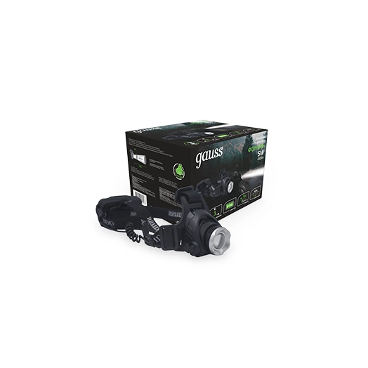 Фонарь светодиодный налобный 5Вт 450лм Li-ion 2400мА.ч GAUSS GF407