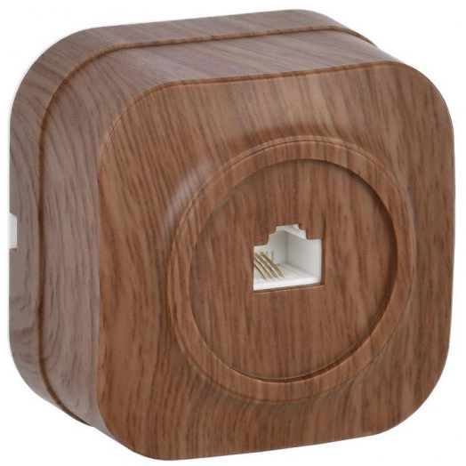 Розетка телефонная 1-м ОП GLORY РТ20-ХД дуб IEK ETH10-K24