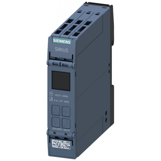 Реле контроля температуры с дисплеем для термочувствительных элементов резистора и термоэлементов 24В AC/DC ширина 225мм 2 перекл. контакта подключение на пружинных клеммах (вставная) Siemens 3RS26002BA30