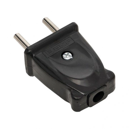 Вилка плоская 10А 250В без заземл. черн. PROxima EKF EKF AVP10-30-rpl