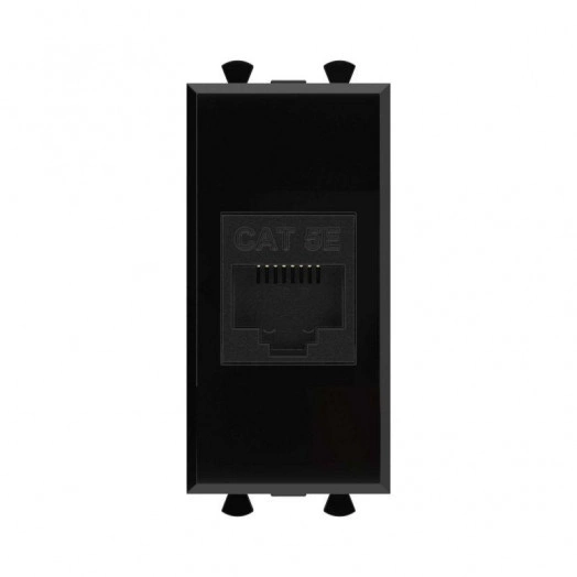 Розетка компьютерная 1мод. Avanti "Черный квадрат" RJ45 кат.5E без шторок модульная механизм DKC 4402661