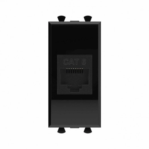 Розетка компьютерная 1мод. Avanti "Черный квадрат" RJ45 кат.6 без шторок модульная механизм DKC 4402691