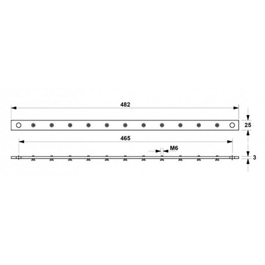 Шина заземления 19дюймов 482мм TGRD-19 медн. Hyperline 29826