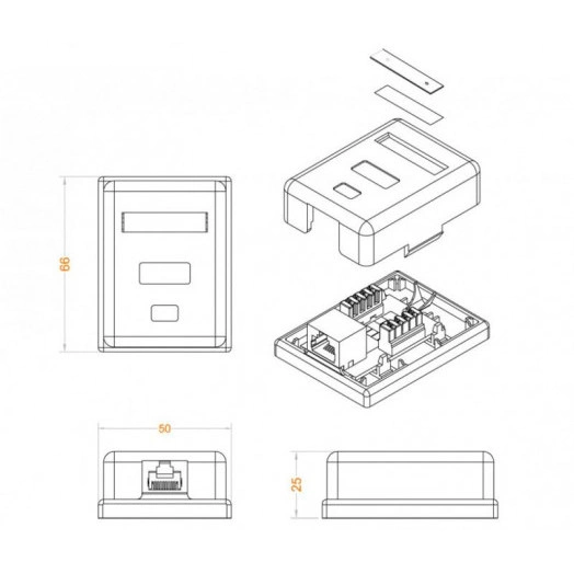 Розетка компьютерная 1-м ОП Dual IDC SB1-1-8P8C-C6-SH-WH RJ45 (8P8C) кат.6 экранир. Hyperline 430236