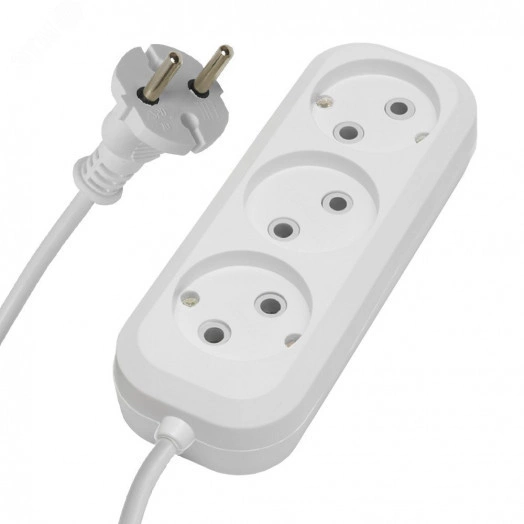 Удлинитель трехместный б/з, 2x0,75, 7м, серия Home, белый, Stekker