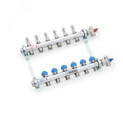 Коллектор распределительный HKV-D на 6 контуров нержавеющая сталь