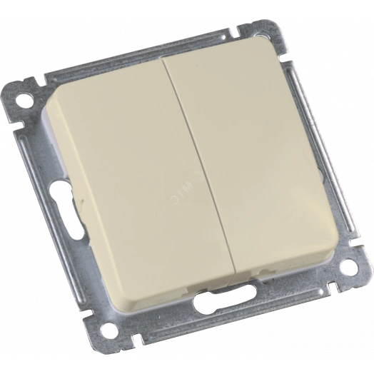 MASTER Выключатель двухклавишный скрытой установки, в рамку, слоновая кость