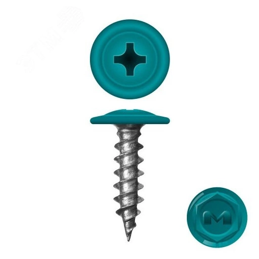 Саморез металл/металл 4.2х19 пресс-шайба острый RAL5021