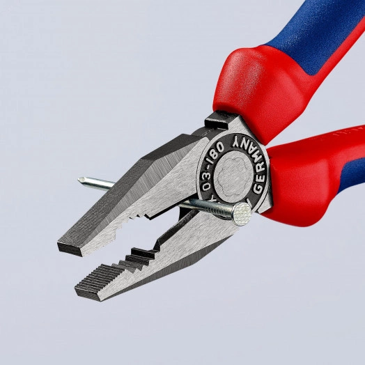 Плоскогубцы комбинированные резка - проволока средней твердости 34мм твердая проволока 22мм кабель 12мм (16мм) L=180мм черные двухкомпонентные рукоятки