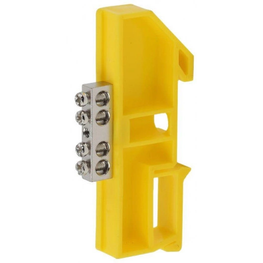 Шина PE "земля" на на DIN-изол. ШНИ-6х9-4 никелированная Д желт. NO-222-89-1 ЭРА Б0044138
