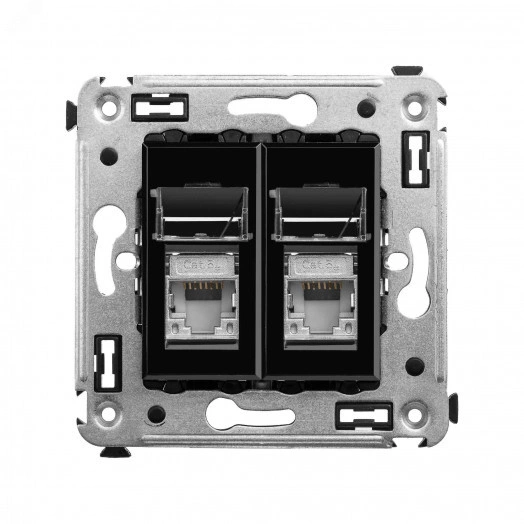 Avanti Розетка RJ-45 в стену, 5e двойная экранированная, ''Черный квадрат''