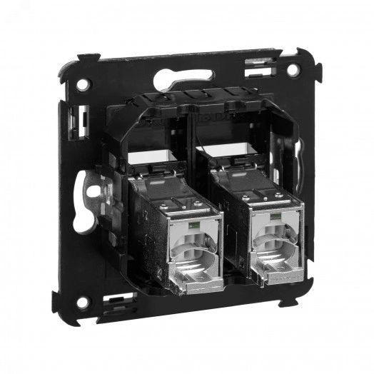 Avanti Розетка RJ-45 в стену, 5e двойная экранированная, ''Черный квадрат''