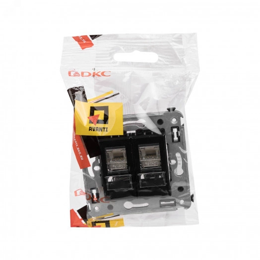 Avanti Розетка RJ-45 в стену, 5e двойная экранированная, ''Черный квадрат''