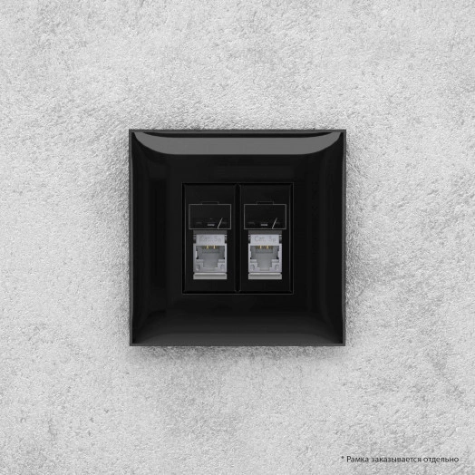 Avanti Розетка RJ-45 в стену, 5e двойная экранированная, ''Черный квадрат''