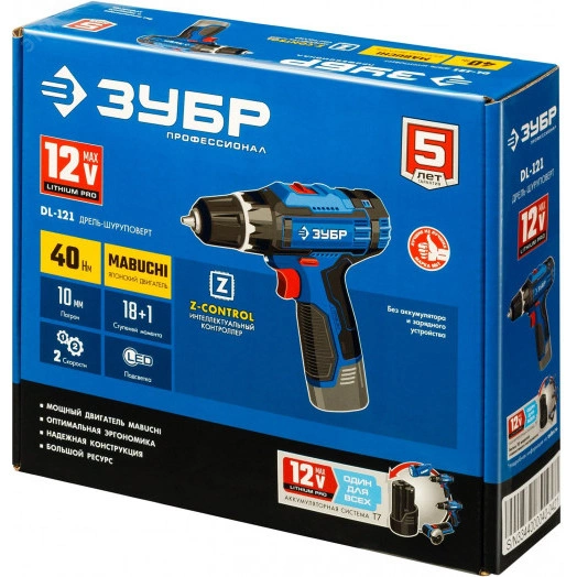 Дрель-шуруповерт 12В, без АКБ, в коробке, Профессионал.