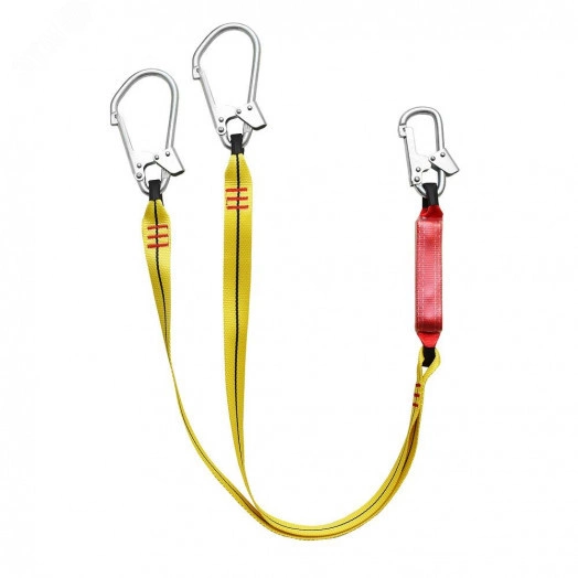 Строп аА двуплечий (лента, амортизатор), 1,5 м, 3 карабина (1 стандартный + 2 больших монтажных)