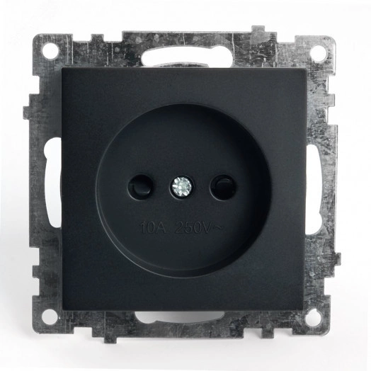 Розетка 1-местная б/з, серия Катрин, черный, Stekker