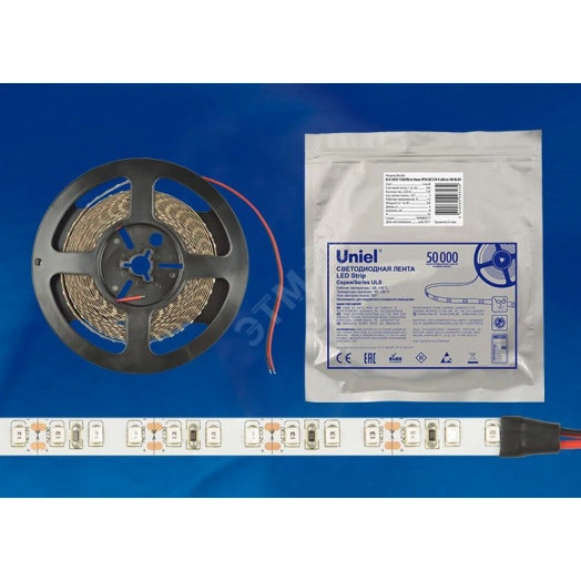 Лента светодиодная ULS-N21-2835-120LED/m-8mm-IP67-220V-8W/m-50M-GREENбобина