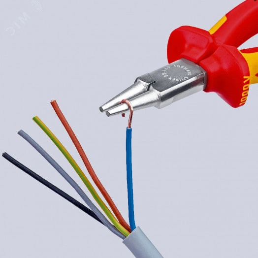 Круглогубцы VDE 1000V губки 3х30 мм L-160 мм диэлектрические хромированные двукомпонентные рукоятки KN-2206160