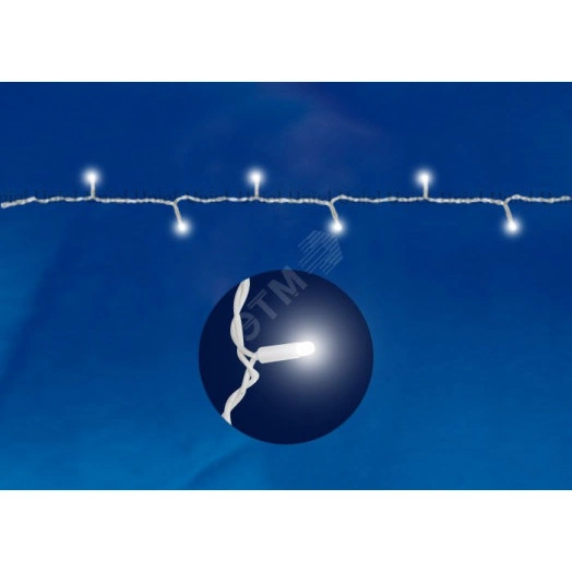 Гирлянда светодиодная с контроллером 120 светодиодов 10 м белая IP67 провод белый ULD-S1000-120/DWA WHITE IP67