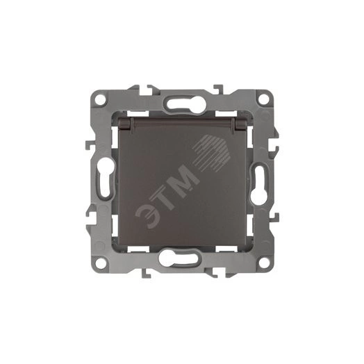 Розетка 2P+E Schuko со шторками с крышкой, 16A-250В, Эра12, бронза, 12-2103-13