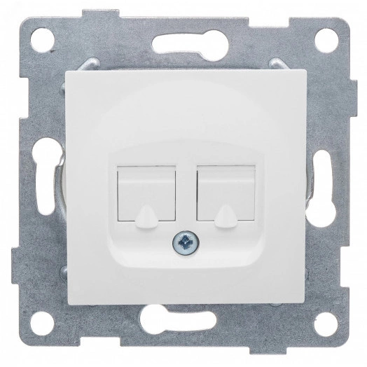 GUSI Ugra механизм розетки  компьютерной и телефонной (RJ45, RJ12), скрытая установка.  Цвет белый.