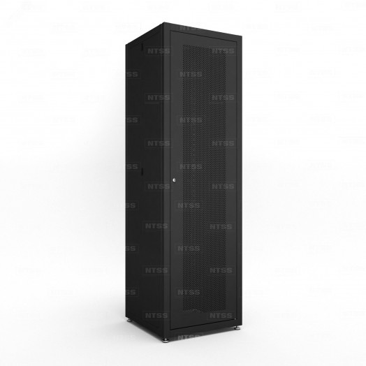 Шкаф напольный телекоммуникационный NTSS RS 47U 600х600мм, 4 профиля 19, двери перфорированная и сплошная металл, регулируемые опоры, боковые стенки съемные, разобранный, черный RAL 9005