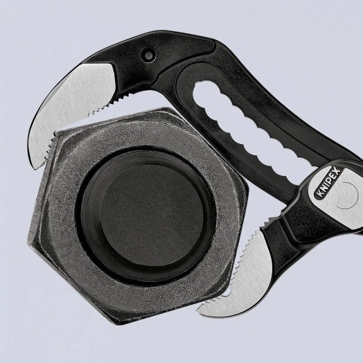 Клещи переставныеавные ALLIGATOR сантехнические 90 мм (3 1/2) под ключ 95 мм L-400 мм Cr-V серые обливные рукоятки блистер KN-8801400SB