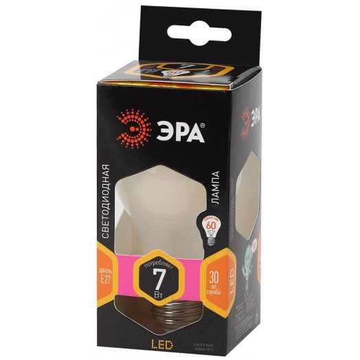 Лампа светодиодная F-LED A60-13W-827-E27  (филамент, груша, 13Вт, тепл., Е27) (10/100/1500) ЭРА