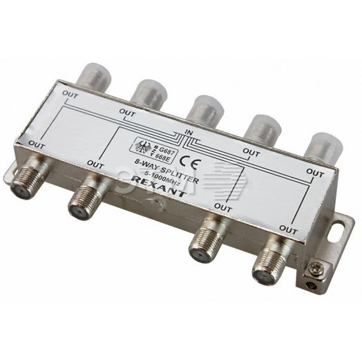 Делитель ТВ х 8 под F разъём 5-1000 МГц REXANT