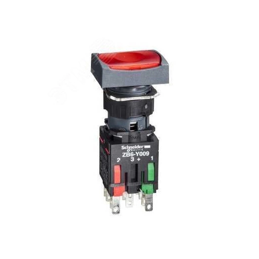 Кнопка 16мм 12-25В красная с подсветкой квадратная