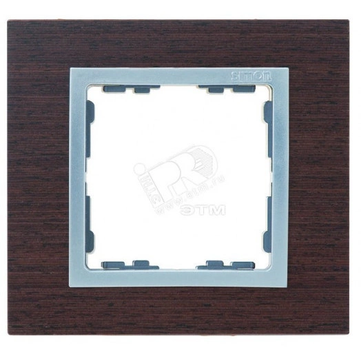 Рамка на 4 поста, S82N, венге  - алюминий (дерево)