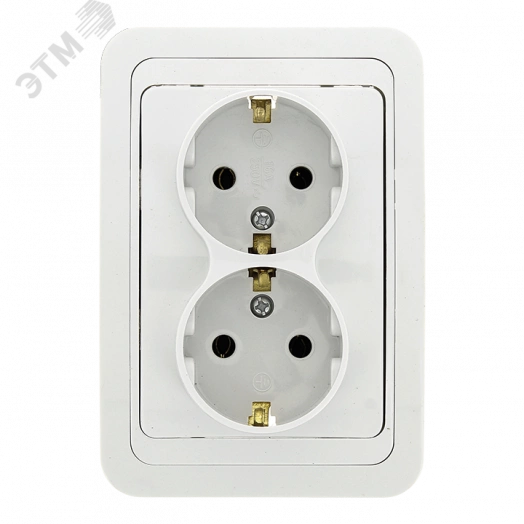 Розетка 2-местная Лондон с заземлением 16А керамика белая PROxima