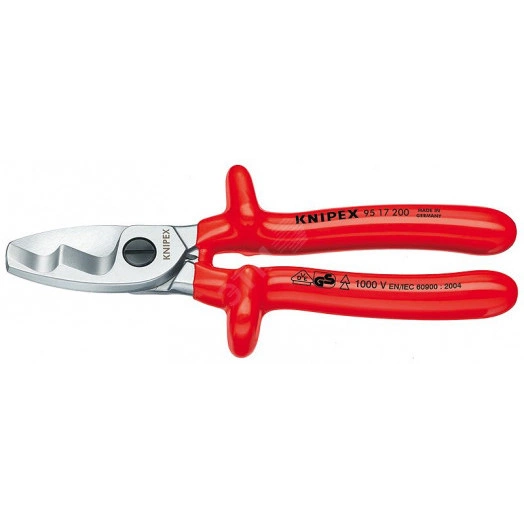 Кабелерез с двойными режущими кромками резка - кабель 20мм (70мм AWG 2/0) L=200мм хромированный обливные рукоятки