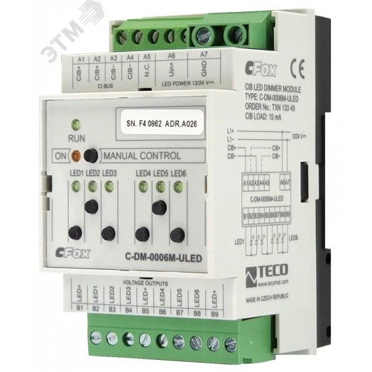 Диммер C-DM-0006M ULED C-DM-0006M ULED: CIB, 6 каналов диммирования LED лент 12-24VDC, max. 4A/на канал