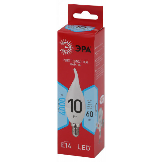 Лампа светодиодная RED LINE LED BXS-10W-840-E14 R E27 / E27 10 Вт свеча на ветру нейтральный белый свет