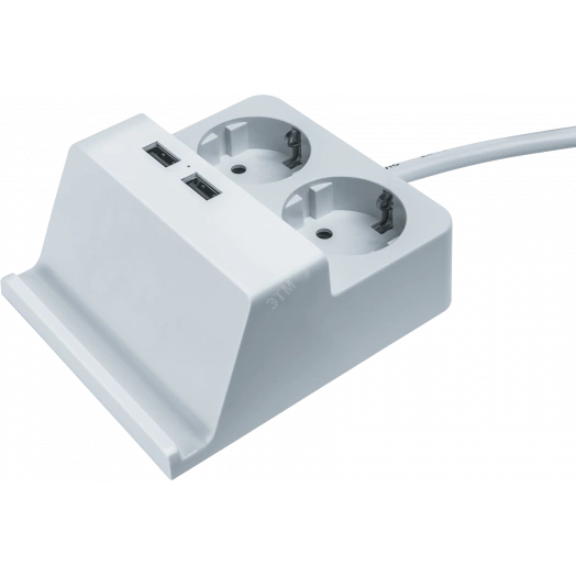 Удлинитель бытовой с заземлением 2 USB, подставка для телефона, 1,5м