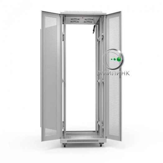 Шкаф напольный универсальный серверный NTSS R 47U 600х1000мм, 4 профиля 19, двери перфорированная и перфорированная двухстворчатая, боковые стенки съемные, регулируемые опоры, разобранный, серый RAL 7035