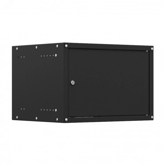 Шкаф настенный телекоммуникационный NTSS LIME 6U 550х450х370мм, 2 профиля 19, дверь сплошная металл, боковые стенки несъемные, разобранный, черный RAL 9005