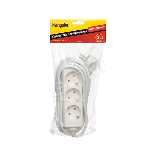 Удлинитель бытовой 3 розетки шнур 3м с заземлением 16А ПВС 3 розетки шнур 1