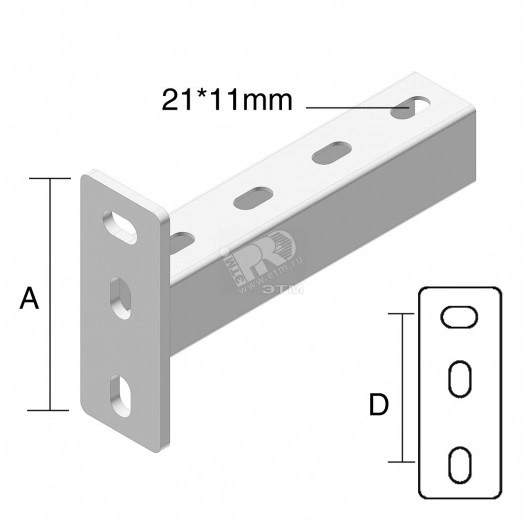 Консоль, высота - 132 мм, ширина - 1000 мм, кратность - 1шт, HD - Оцинкованная сталь (методом горячего цинкования)