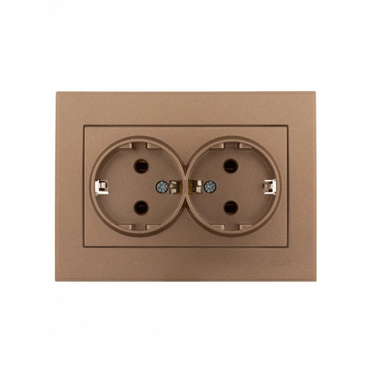 Розетка RAIN двойная с/з керамика бронза матовая