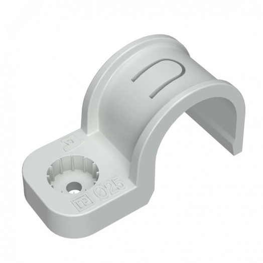 Крепеж-скоба пластиковая односторонняя для прямого монтажа серая в п/э д25 (50шт/450шт уп/кор) Промрукав