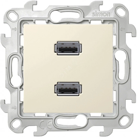 Коннектор 2хUSB, слоновая кость