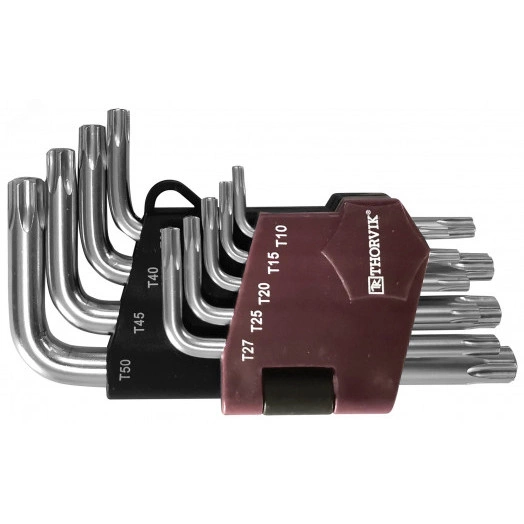 Набор ключей торцевых T-TORX® коротких с центрированным штифтом, Т10H-T50H, 9 предметов