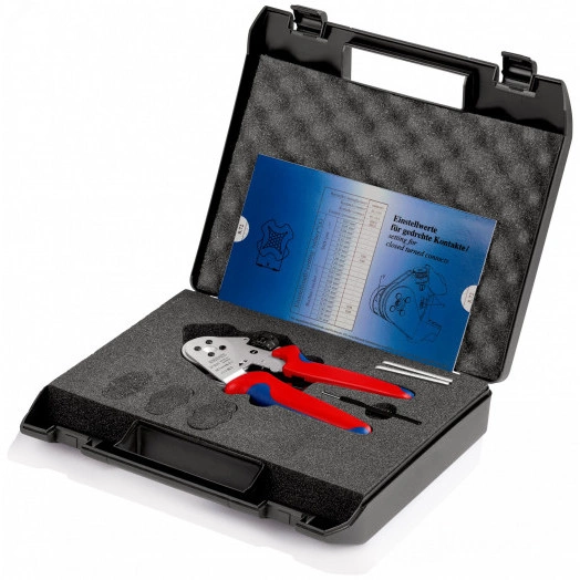 Пресс-клещи для тетрагональной опрессовки точеные контакты 008-25мм (AWG 28-13) контакт макс5мм L=180мм хромированные двухкомпонентные рукоятки