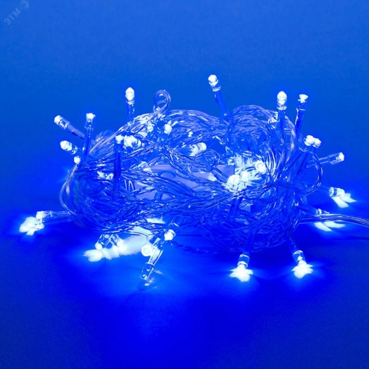 Гирлянда светодиодная с контроллером, 5м 50 светодиодов ULD-S0500-050/DTA BLUE IP20 Синий свет Провод прозрачный