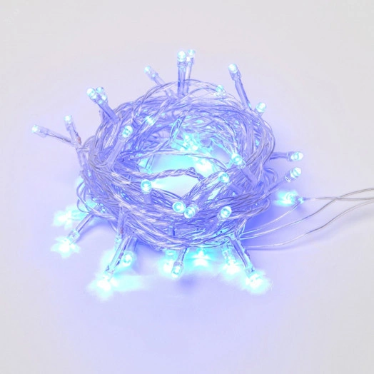 Гирлянда светодиодная с контроллером, 5м 50 светодиодов ULD-S0500-050/DTA BLUE IP20 Синий свет Провод прозрачный