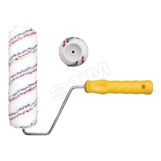 Валик микроволокно, белый с красной и синей полосками, диаметр 40/63 мм, ворс 12 мм, 230 мм
